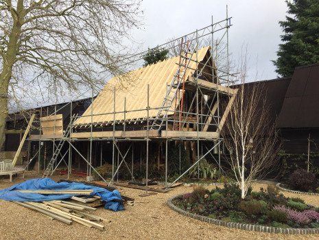 Heritage Barn Conversion for wedding venue with glass floor under construction