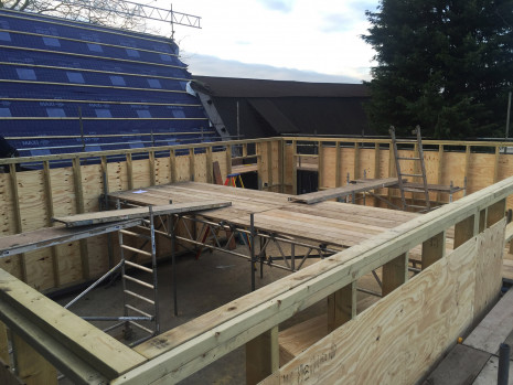 Heritage Barn Conversion for wedding venue with glass floor under construction