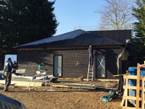 Heritage Barn Conversion for wedding venue with glass floor under construction